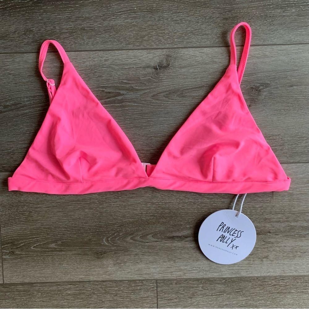 Princess Polly Hot Neon Pink Layla Triangle Bikini Top Size US 12, NWT!!